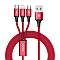Baseus 3in1 kábel rapid széria MicroUSB+Lightning+C-típ 3A 1.2m piros CAMLT-SU09