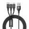 Baseus 3in1 kábel rapid széria MicroUSB+Lightning+C-típ 3A 1.2m piros CAMLT-SU01