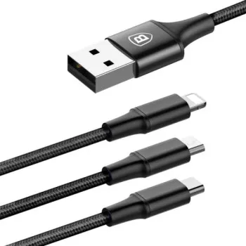 Baseus 3in1 kábel rapid széria MicroUSB+Lightning+C-típ 3A 1.2m piros CAMLT-SU01