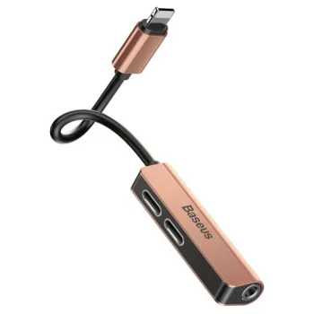 Baseus CALL52-17 3-in-1 iP Lightning to 2x lightning + 3.5mm Audio Adapter L52 Rozéarany