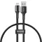 Baseus CALGH-D01 Halo adatkábel tartós nylon fonott USB / Lightning LED-es 2.4a 25cm fekete adatk