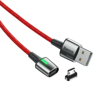 Baseus CAMXC-B09 Mágneses kábel, Micro USB, Mágnessel csatlakozó töltő kábel, 1.5A 2m, piros