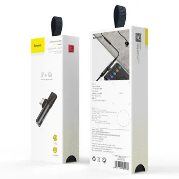 Baseus CATL41-01 átalakító, L41 Type-C (bemenet) - Type-C + 3.5 mm, csatlakozó, fekete