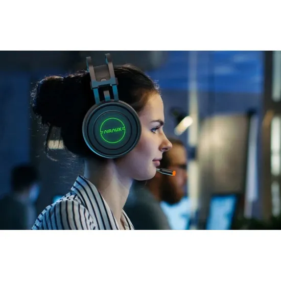 BlitzWolf AirAux AA-GB1, 7.1 gamer fejhallgató RGB leddel - Fekete