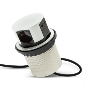 Delight 3-as + USB silver süllyeszthető elosztó irodai és otthoni felhasználásra, fém házzal GL20433