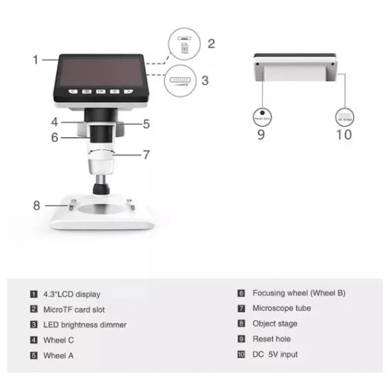 Hordozható LCD digitális mikroszkóp HCT 028-160