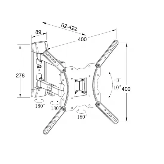 Well 23-55" fali forgatható és dönthető fali LCD tv konzol TVS-LCD-SW355WL