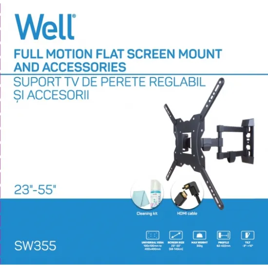 Well 23-55" fali forgatható és dönthető fali LCD tv konzol TVS-LCD-SW355WL