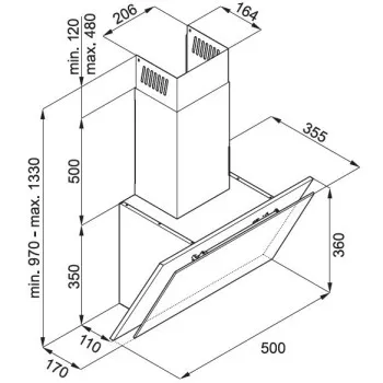 MPM 51-OV-64 kürtős 50cm fali döntött elszívó fekete 51OV64