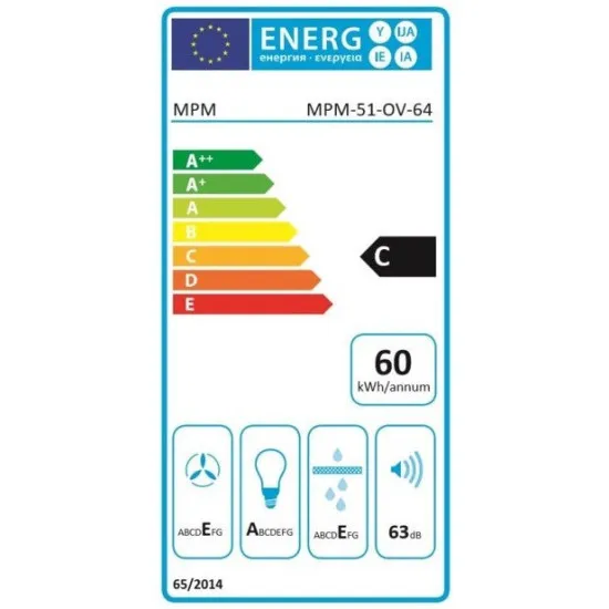 MPM 51-OV-64 kürtős 50cm fali döntött elszívó fekete 51OV64