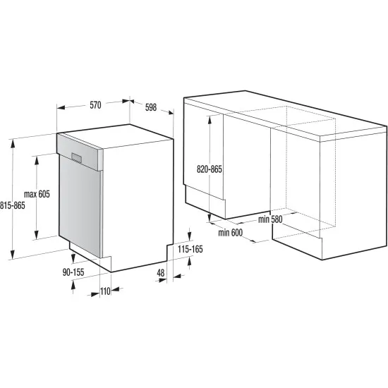 Gorenje GI62040X beépíthető kezelőpaneles mosogatógép, 13 teríték, ezüst szín, 60 cm 
