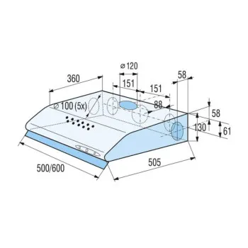 Mora OP530X 50cm szürke páraelszívó FELSŐ/HÁTSÓ/OLDALSÓ kivezetés, mosható fém szűrő