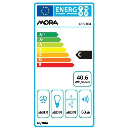 Mora OP530X 50cm szürke páraelszívó FELSŐ/HÁTSÓ/OLDALSÓ kivezetés, mosható fém szűrő