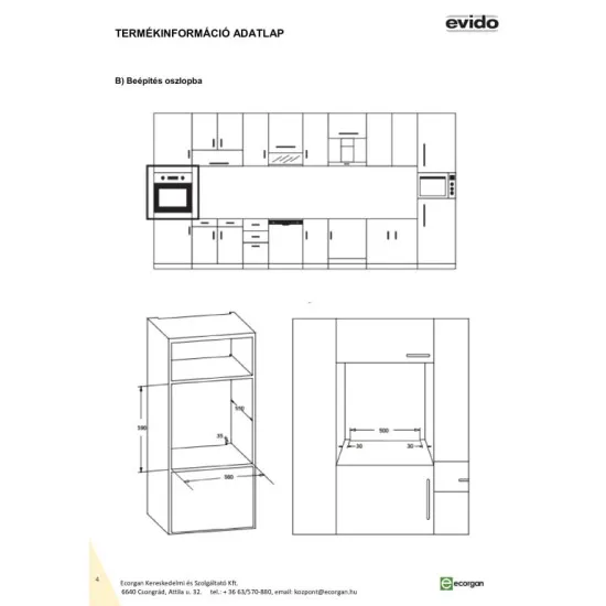 Evido Comfort 60W fekete beépíthető sütő BOC6DB.2