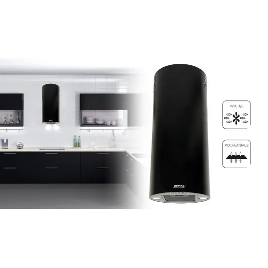 MPM falra szerelhető hengeres fekete elszívó MPM-31-OT-01