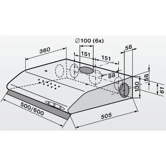 Mora OP630X 60cm szürke konyhai elszívó hátsó/felső/oldalsó légkivezetéssel