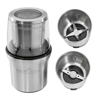 ProfiCook PC-KSW1021 kávédaráló és aprító fűszer, dió, gyógynövényre is, 200W, inox 