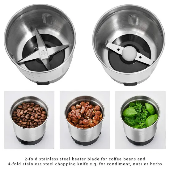 ProfiCook PC-KSW1021 kávédaráló és aprító fűszer, dió, gyógynövényre is, 200W, inox 