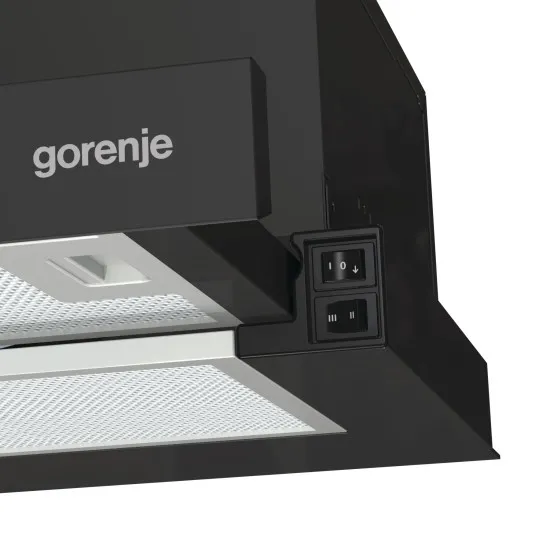 Gorenje TH60E3B fekete beépíthető teleszkópos konyhai elszívó, 60 cm széles
