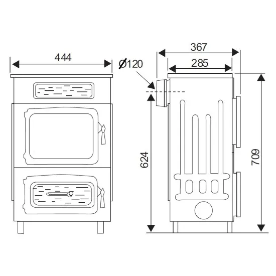 Wamsler Kamino 6 Classic kályha 6kW kályha öntvény ajtók és fedlappal
