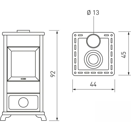 Edilkamin Dafne Forno kandalló, kerámia borítással, bordó színű 7.2 kW, öntvény technológiával