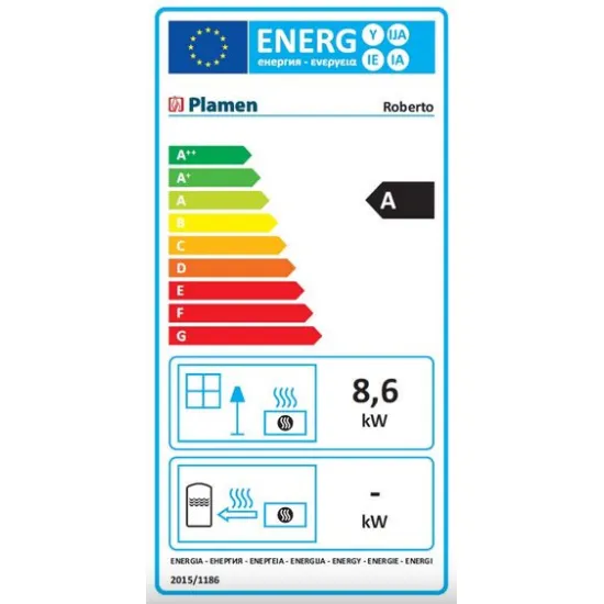 Plamen Roberto öntöttvas kandalló stílusos és eredeti dizájnnal, öntvény tűztérrel, külső levegő csatlakozás, 8.6kW 