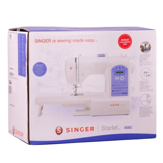 Singer 6680 Starlet varrógép asztallal, 80 öltésminta, akár 6,5 mm széles öltések. LCD kijelző