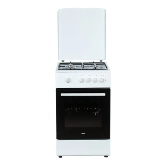 MPM MPM-56-KGF-21 gáztűzhely, 54L, 50x60x85 cm, termosztátos gáz sütővel, szikragyújtás, sütőtér világítás, fehér szín 