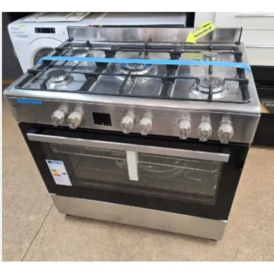 MPM 90cm széles inox kombinált tűzhely 5 gázégő 1db wok égővel MPM-93-KGM-33