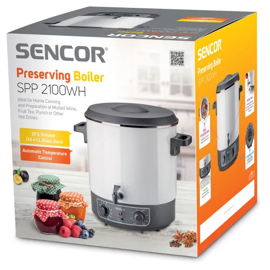 Sencor SPP 2100WH befőző edény 27 liter termosztát 30 °C és 100 °C SPP2100WH