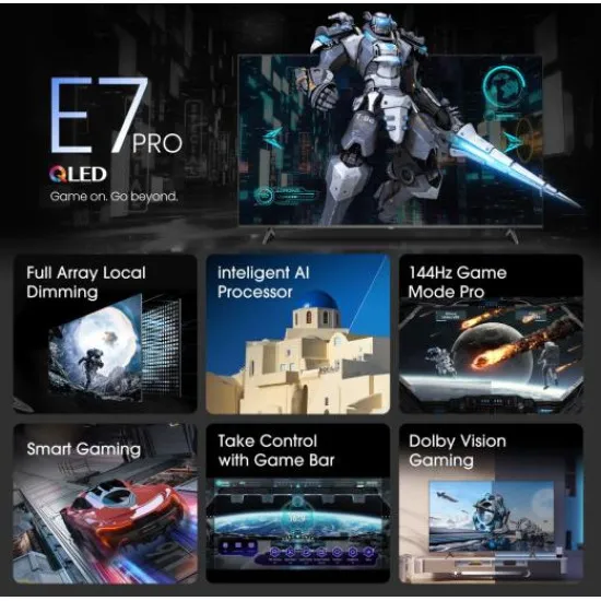 Hisense 55E7NQPRO 55" 139 cm 4K UHD Smart QLED TV 144Hz Game Mode PRO
