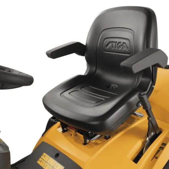 Stiga ESTATE 7122 W fűgyűjtős fűnyíró traktor, 11,6 kW, hidrosztatikus váltóval, tempomat, műszerfal, emelt háttámlájú ülés, 300 literes gyűjtő, mulcsozás 