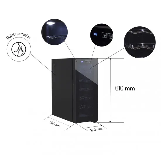 Adler AD8083 borhűtő 12 üveg tárolására, csendes thermo elektromos működés