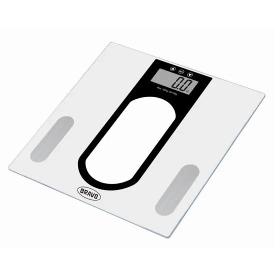 Bravo B-5157 glass LCD kijelzős személymérleg, szürke 150 kg