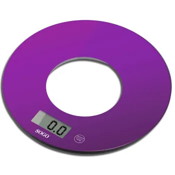 Sogo BAC-SS-3965V digitális mérleg, 5kg, elegáns és modern színezett üvegtesttel Lila