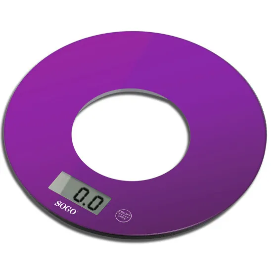 Sogo BAC-SS-3965V digitális mérleg, 5kg, elegáns és modern színezett üvegtesttel Lila