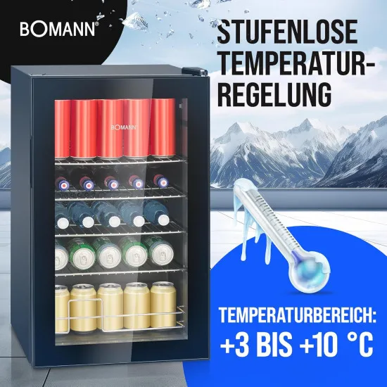 Bomann KSG7287 fekete üvegajtós italhűtő 63 liter 43x45x73 cm 