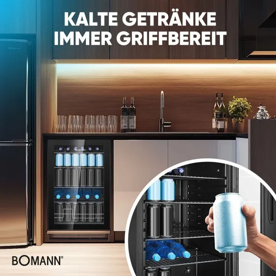 Bomann KSG7290 fekete üvegajtós italhűtő 115 liter 54x54x84.7 cm 