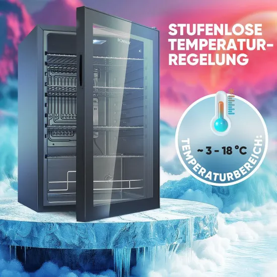 Bomann KSG7290 fekete üvegajtós italhűtő 115 liter 54x54x84.7 cm 