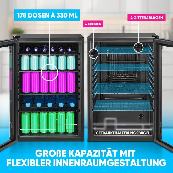 Bomann KSG7290 fekete üvegajtós italhűtő 115 liter 54x54x84.7 cm 
