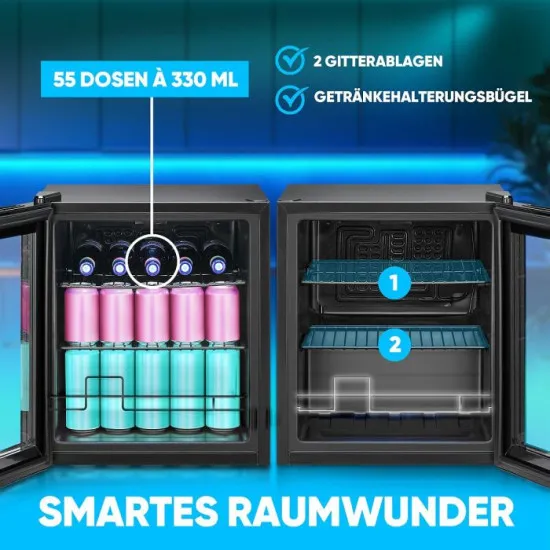 Bomann KSG7291 fekete üvegajtós italhűtő 46 liter 44x47x53 cm 