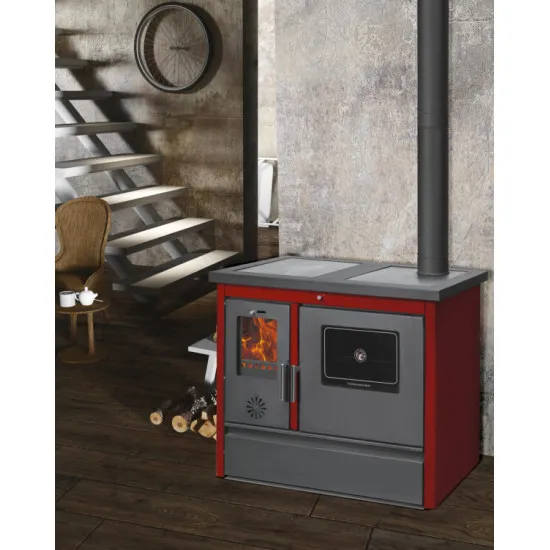 Warnex Lotus bordó sparhelt 11kW felsőkategóriás, masszív fatüzelésű sparhelt nagy tűztérrel