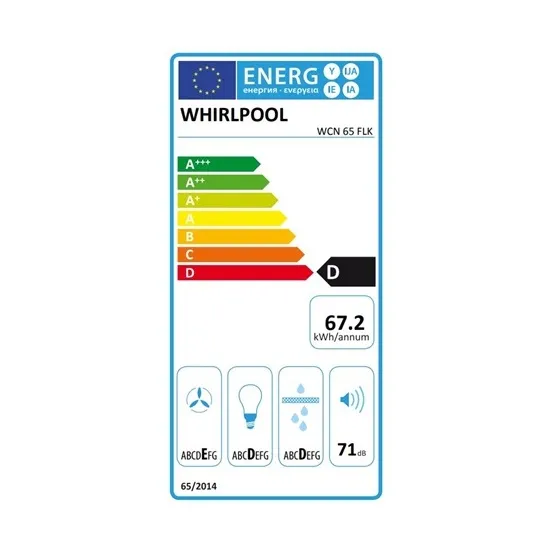 Whirlpool WCN 65 FLK fekete konyhai elszívó, 60x56.4x13.2 cm