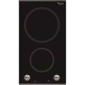 Whirlpool AKT 360/IX beépíthető dominó üvegkerámia  főzőlap, 28x51x5.2 cm, fekete szín 