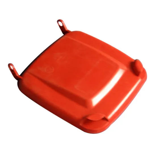 kuka fedél, piros 120l Europlast hulladéktárolóhoz, csak europlast kukákhoz, a csatlakozó fülek 8-10 cm magasan ívelnek 