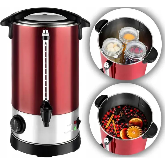 Kalorik TKG GW 910 IN Sokoldalú, praktikus forróital-automata - tartósító befőzés funkcióval, 6,8 liter nemesacél ház, bordó, állítható hőmérséklet: 30°C és 100°C között