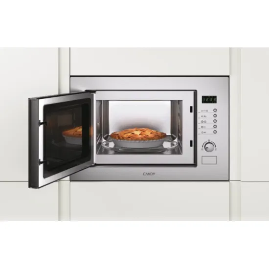 Candy MIC25GDFX beépíthető mikrohullámú sütő, 900W, 25L, 59.5x40.1x38.8 cm, inox