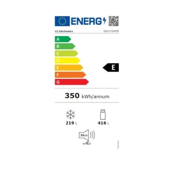 LG GSLV71SWTE Total No Frost side by side hűtőszekrény, DoorCooling+™,Lineáris Inverter Kompresszor, 416/219L, 91.3x73.5x179 cm