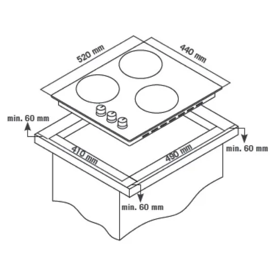 MPM 45cm széles beépíthető kerámia főzőlap MPM-45-VCB-21