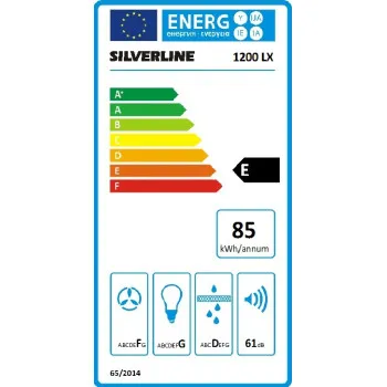 Silverline LYKIA 1200LX 1200.6.652.06 60cm inox konyhai elszívó, mosható fém zsírszűrővel